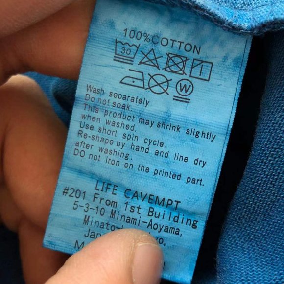 Cavermpt Blue Long Sleeve Hoodie Black Abstract Print - Picture 15 of 15